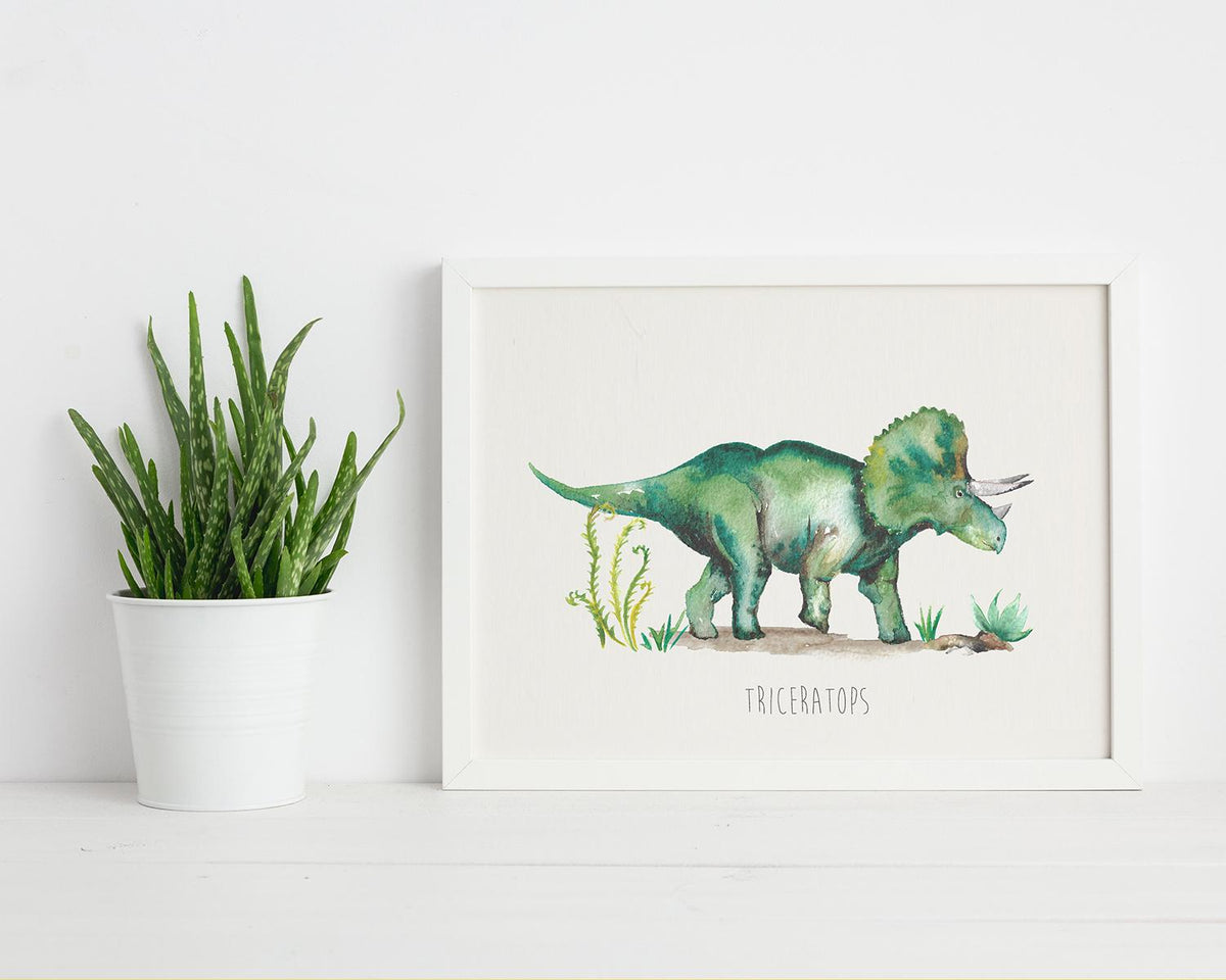 Personalised Triceratops Watercolour Print