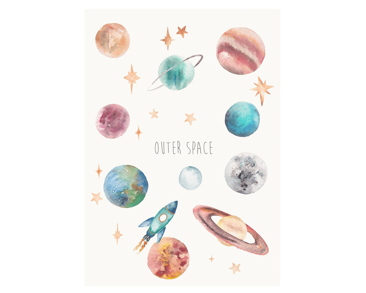 Personalised Planets & Outer Space Watercolour Print – view 2