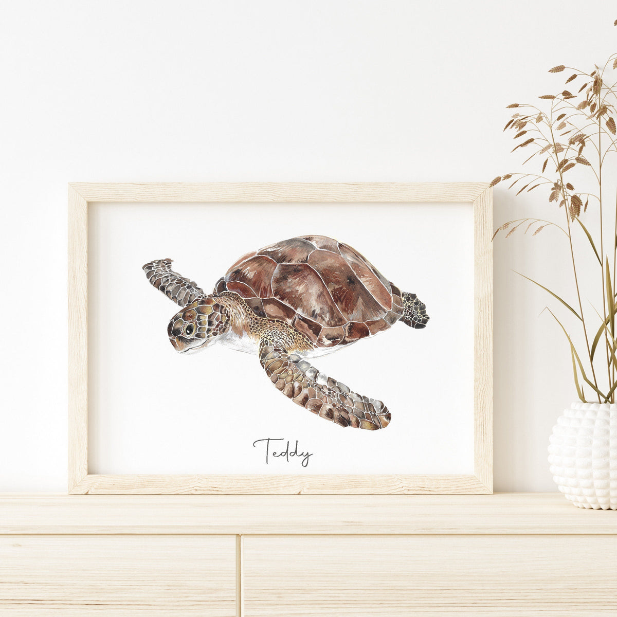 Personalised Turtle Watercolour Fine Art Print – view 5