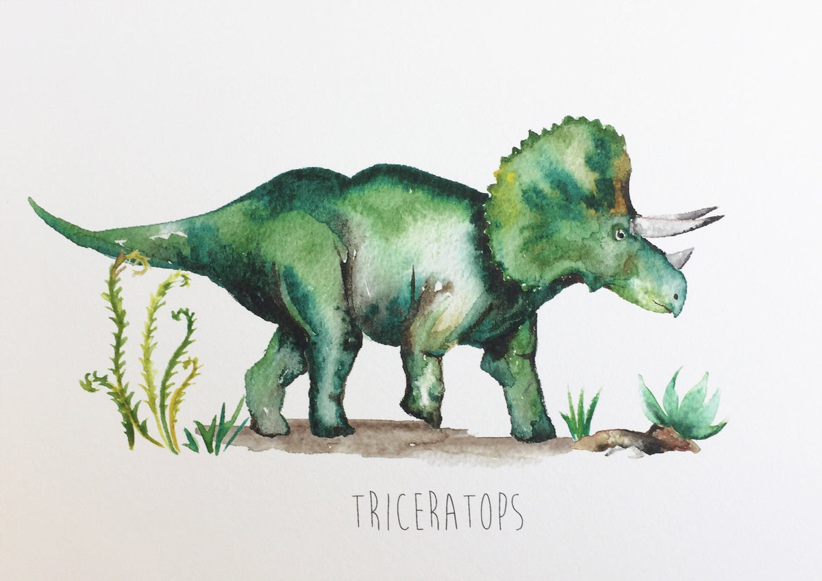 Personalised Triceratops Watercolour Print – view 2